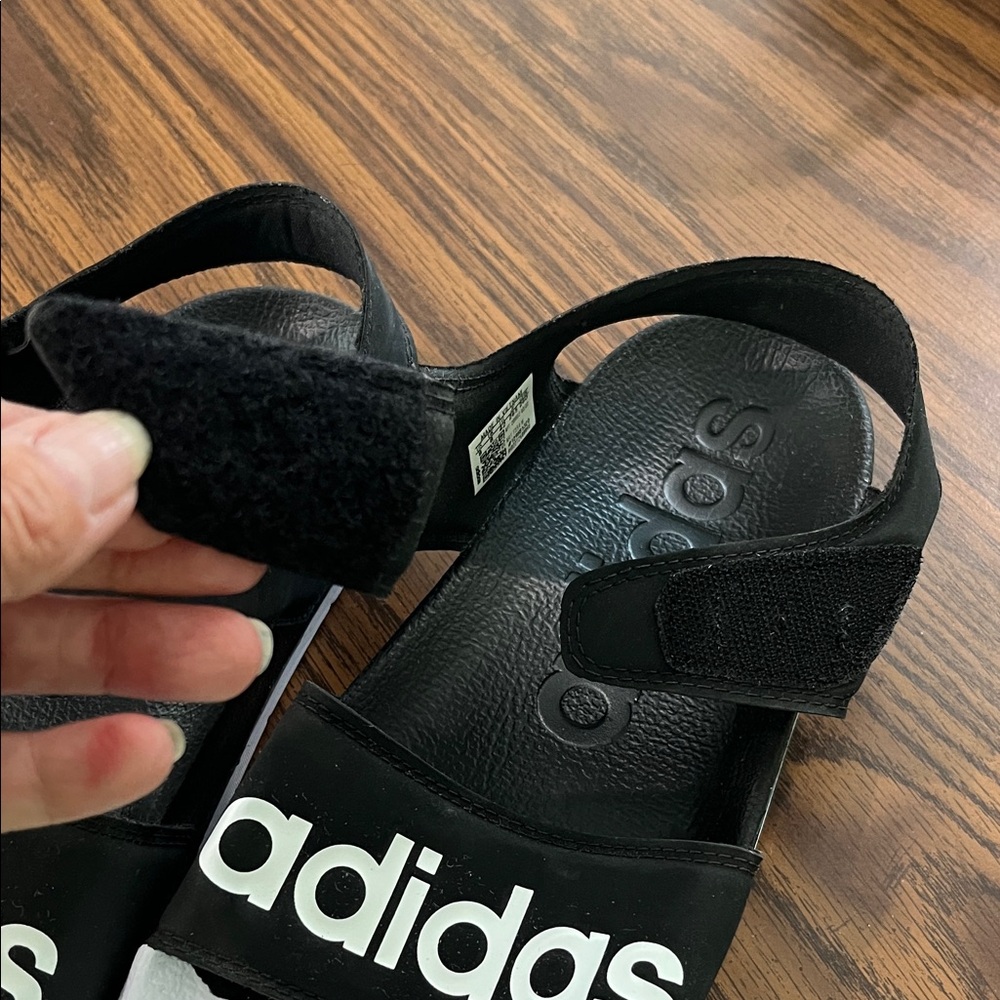 Adidas Black and White Strap Sandals - Picture 3 of 5